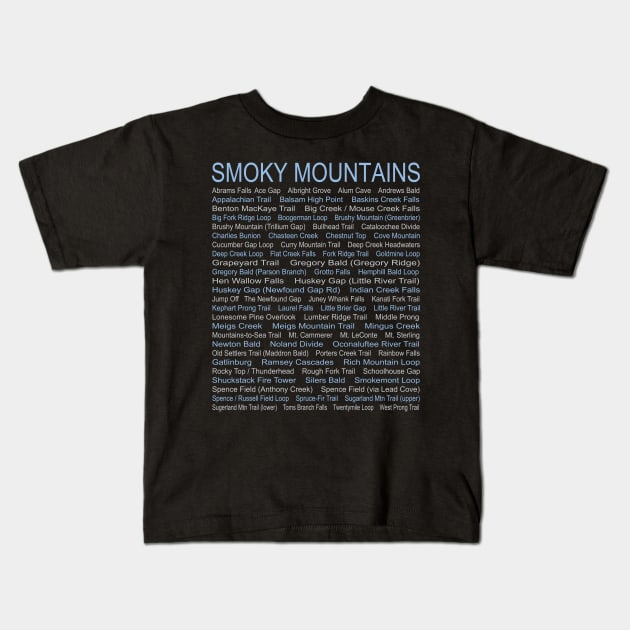 Smoky Mountains Trails Kids T-Shirt by myoungncsu